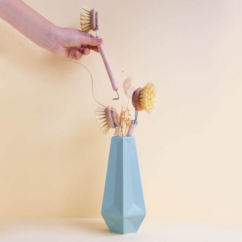 Brosse vaisselle écologique zéro-déchet bois poils naturels